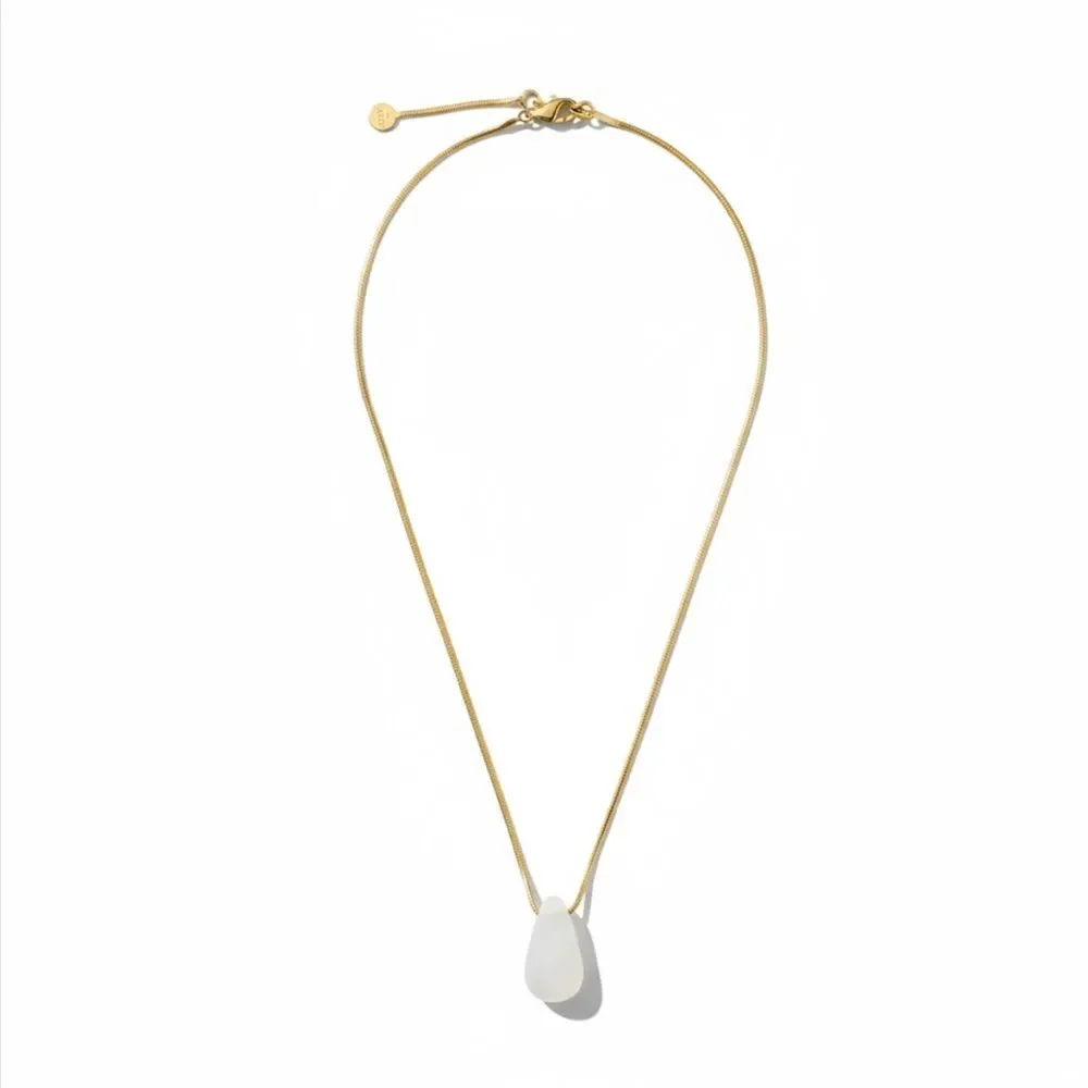 Madewell Milky Quartz Teardrop Gold-Tone Box Chain Necklace - Picture 3 of 7